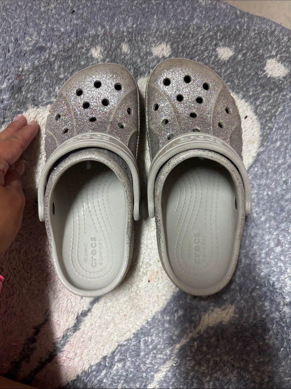CROCS Kids' Glitter Clogs in Silver
